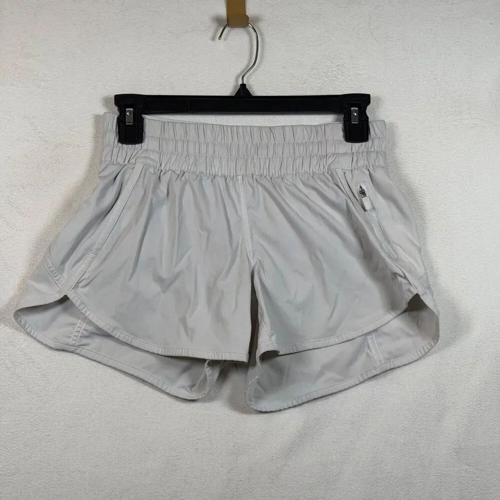 Lululemon Womens Speed Running Shorts Size 6 White Lined Athletic Activewear